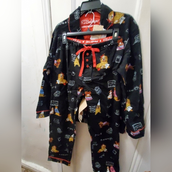 PJ Salvage | Women's Printed Cotton Flannel Pajama Set, Black, - Picture 4 of 5